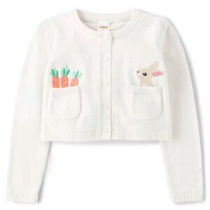 Gymboree Girls Embroidered Bunny Cardigan - Garden Party - white